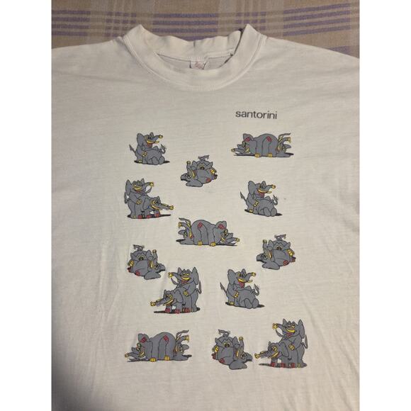 Vintage 90s Elephant Sex Positions T Shirt Punk Naughty Rare Funny Santorini - Picture 4 of 7